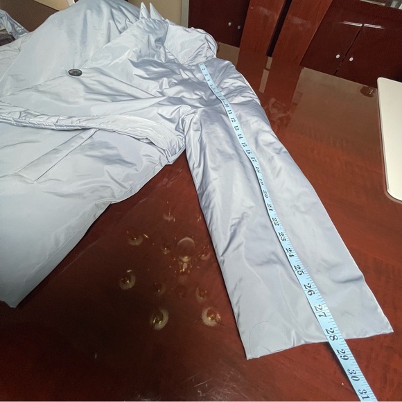 ZARA Padded Blazer Style Jacket with Belt Dusty Blue Quilted Puffer Coat Size XL - Picture 13 of 14